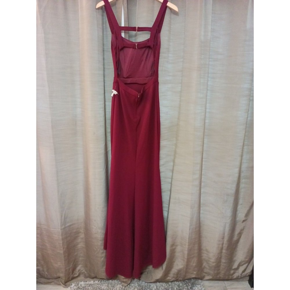 Nwt Women's B. Darlin Mermaid Maxi Formal Elegant Maroon Dress W/Slit Size 7/8 - Picture 8 of 11